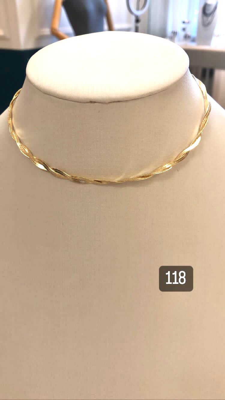 Colar Trançado Banho Ouro