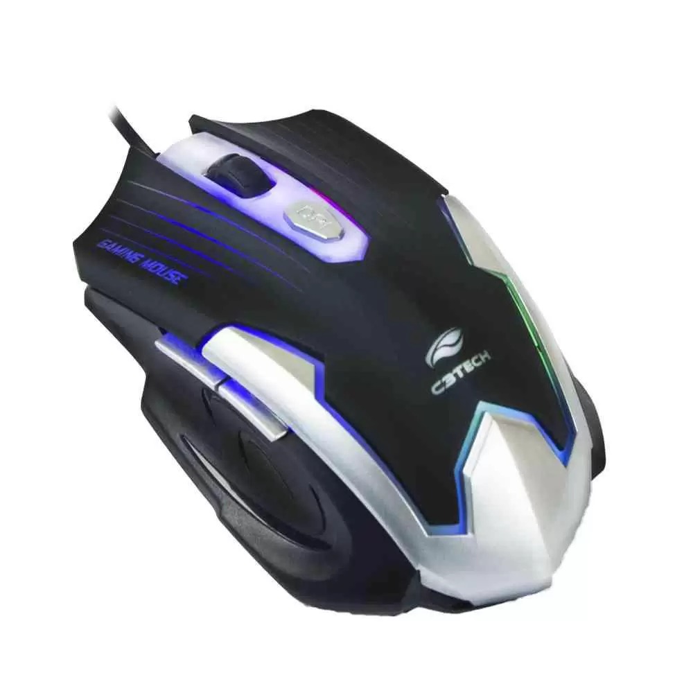Mouse Gamer USB MG-11BSI Preto/Prata C3Tech - C3 TECH